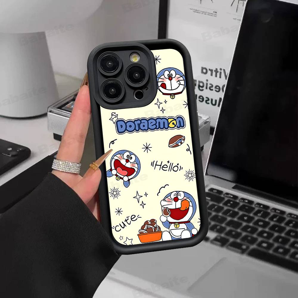Cute Cartoon D-Doraemons Silicone Soft Phone Case For IPhone 17 16 14 13 12 11 15 Pro Max Plus Air Cover