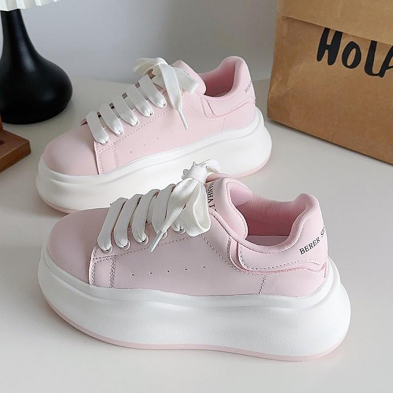 

Fashion 2025 Summer Women Chunky Korean-style Platform White Sneakers Cute Thick Sole Breathable Casual Shoes Versatile Skateboard Shoes 35