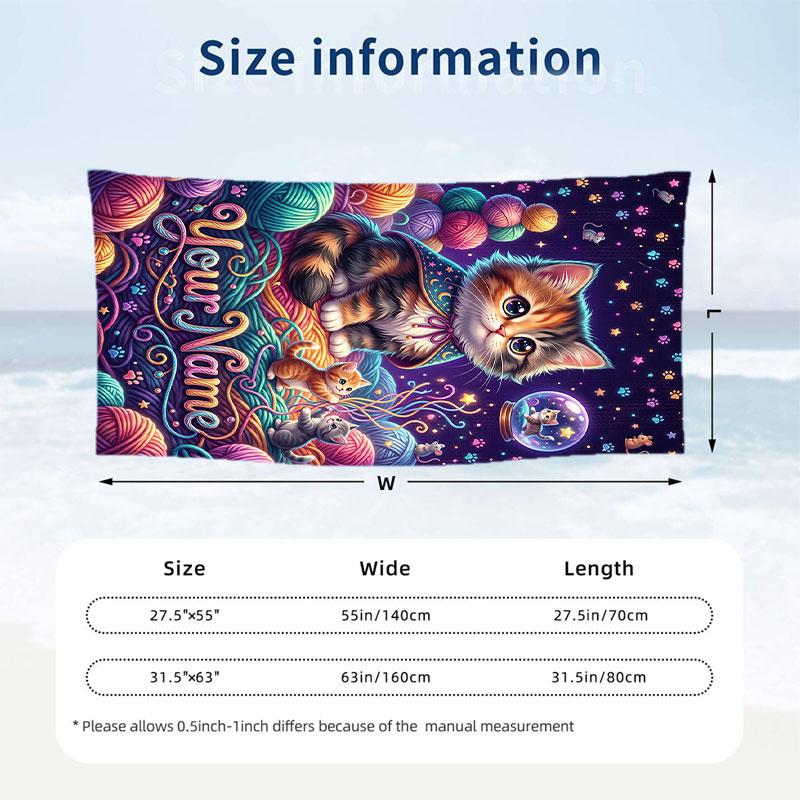 Fantasy Magic Theme Beach Towel Personalized Custom Name & Text Soft Quick Dry Beach Towel for Swimming Travel