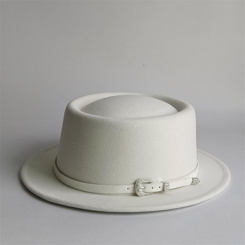 Yiran Dayang Hat Men's Black Vintage Pork Pie Hat For Wide Brim Felt Fedora Church Jazz Ribbon Trilby Panama Gangsters Caps Gentleman's Style 56-58Cm