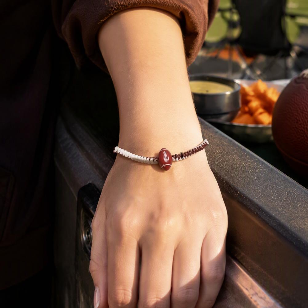 Trendy Sports Enthusiast Accessory Sports Themed Braided Bracelet with Adjustable Cord Hand Woven Rope Wristband for Enthusiasts