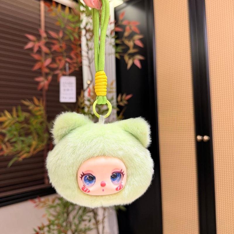 Lightweight Vinyl Face Plush Doll Keychain Cute Bag Pendant Trendy Girly Backpack Charm for Kids School Bag Decoration