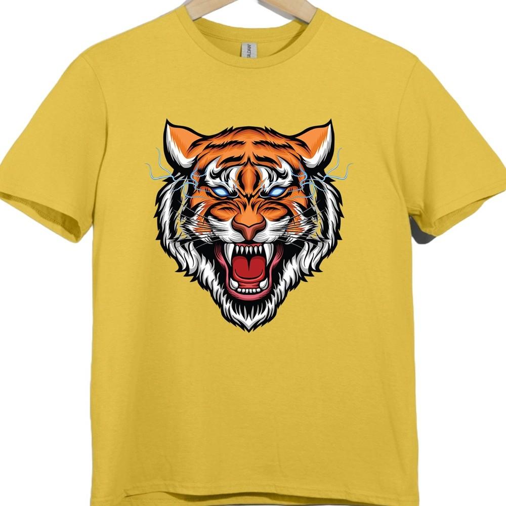 Tiger T Shirt Roaring Big Cat Graphic Tee Fierce Wild Animal Streetwear Top