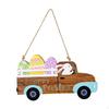 Wooden Lighted Easter Hanging Sign Lamp Egg Decorative Ornament Wall Plaque with Rope for Front