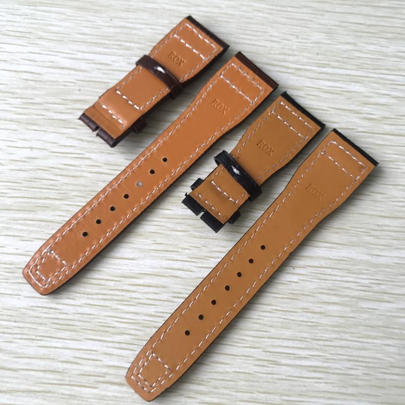 22 mm hnědočerná s bílými stehy Řemínek k hodinkám z pravé kůže Nahradit za náramek s řemínkem na hodinky IWC Big Pilot Deployant