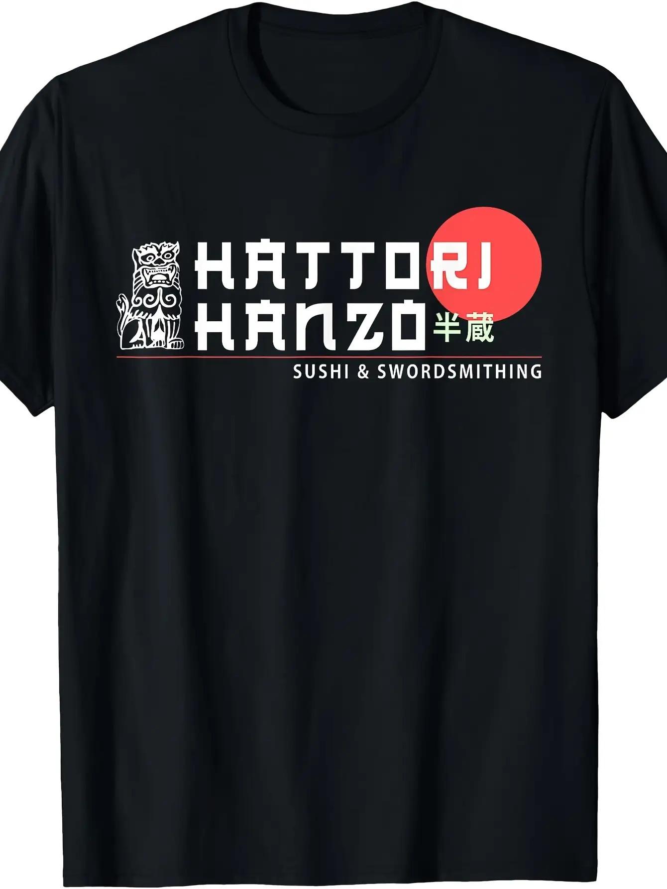 Hattori Hanzo MenS Japanese Samurai Sushi Swordsmith Graphic TShirt Black Red Accents Soft Fabric Classic Fit Streetwear Tee S