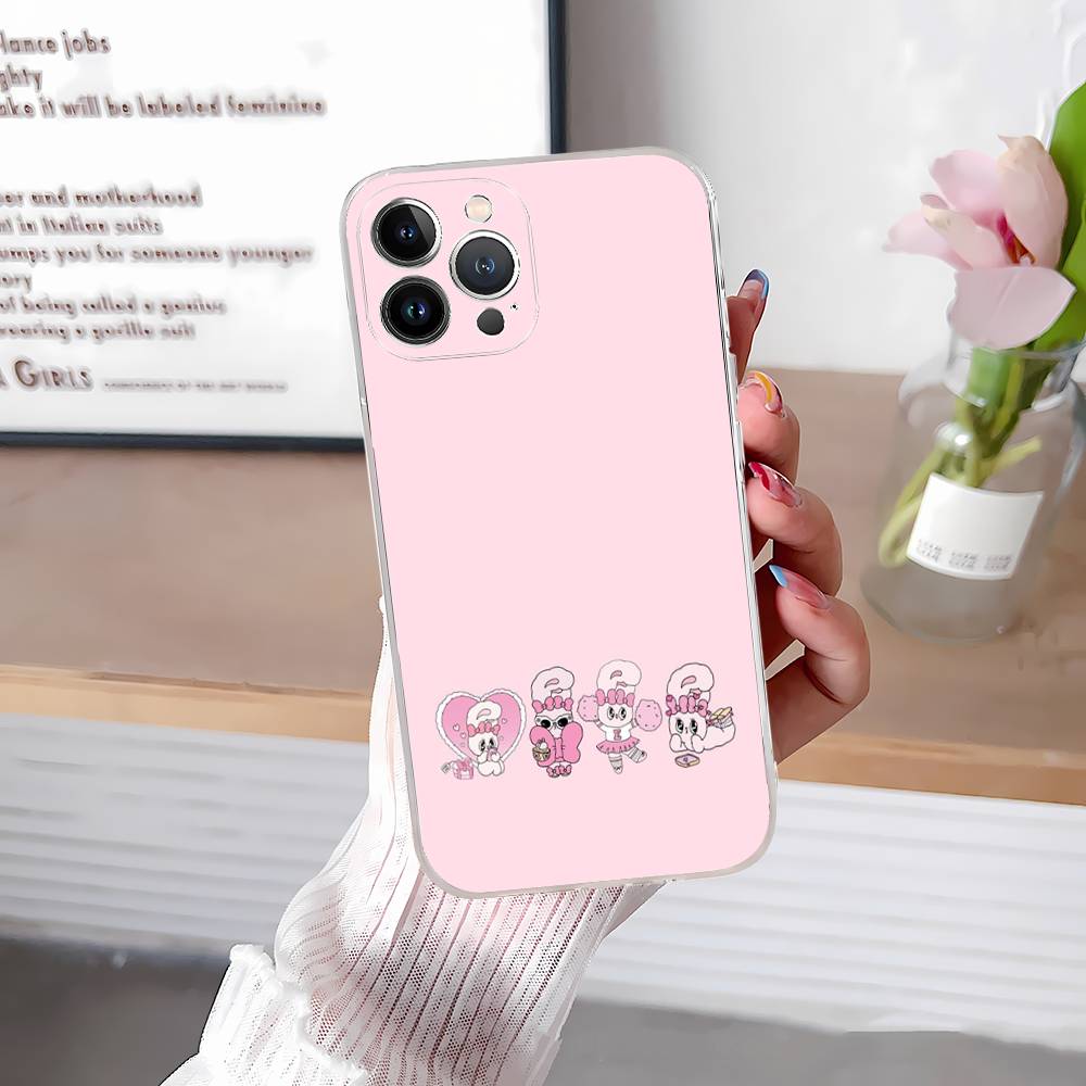 Lovely Cartoon Esthers Bunny For iPhone 11 12 13 14 15 16 17 Pro Max Plus Air Transparent Clear Shockproof Case