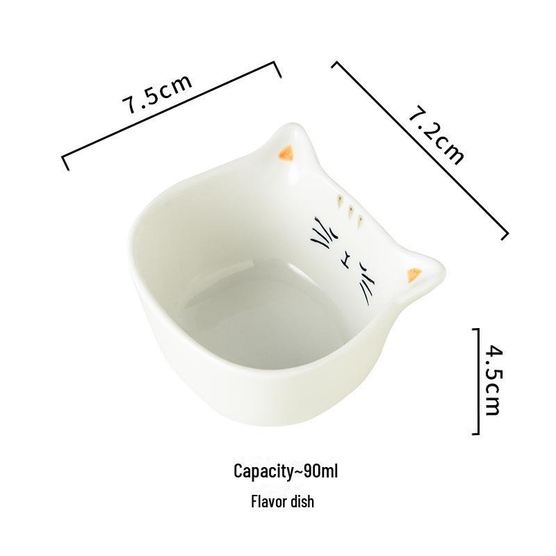 Cute Cat-Shaped Ceramic Dish: Perfect for Sauces, Seasoning, or Side Dishes