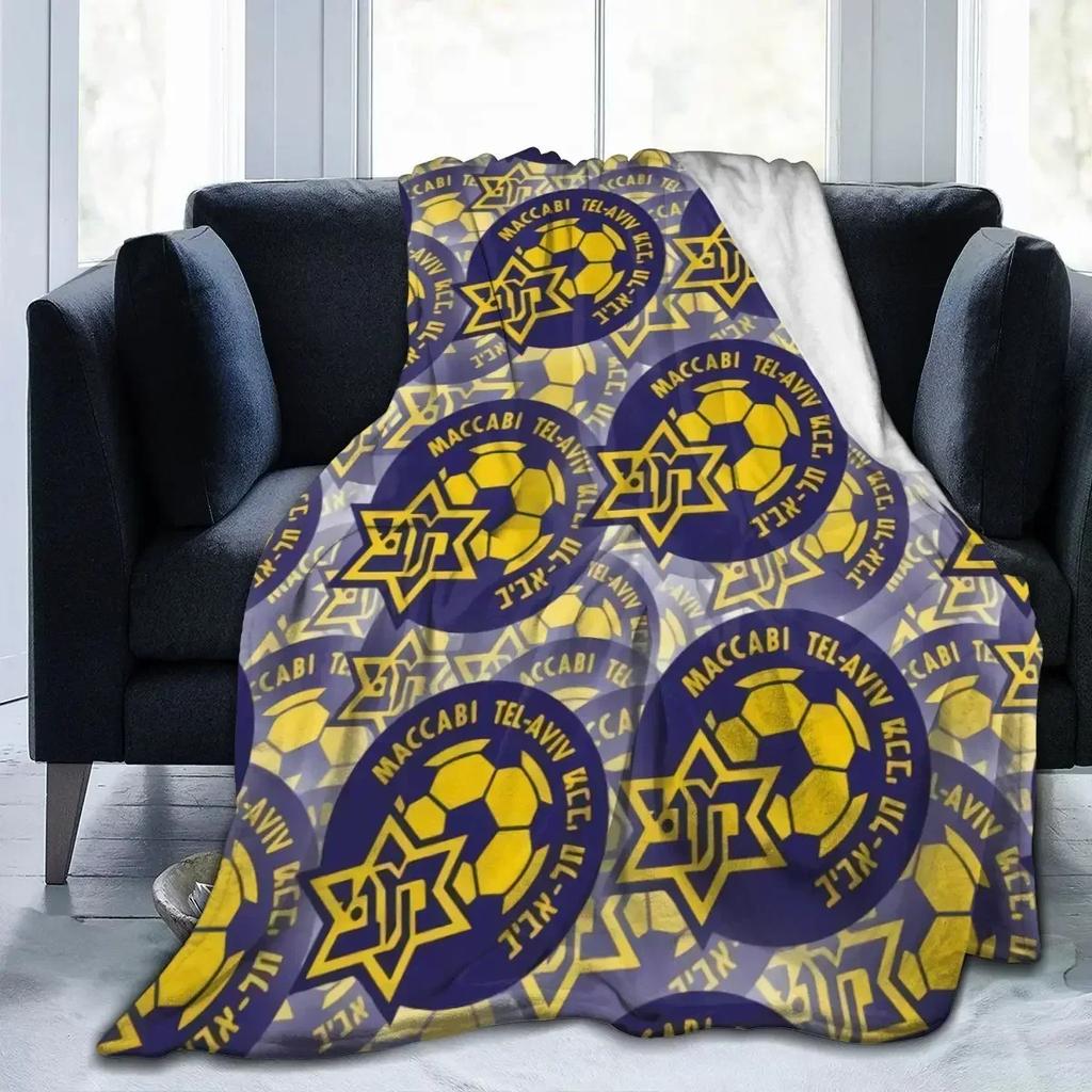 Plaid Polaire Toutes Saisons Maccabi Tel Aviv Ultra Doux en Flanelle Imprimé Numérique Premium Microfibre Polaire Moelleuse