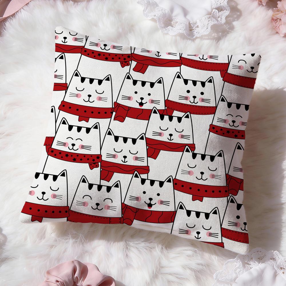 Cute Cats Themed Cushion Cover Premium Comfort Reversible Pillow Cove -Two In One Design for Any Room & Car Interior