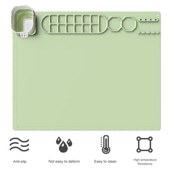 Drawing Mat Food Grade Silicone Painting Mat with Cup Non-Stick Art Mat with Brush Cleaner Pen Holder DIY Clay Art Supplies