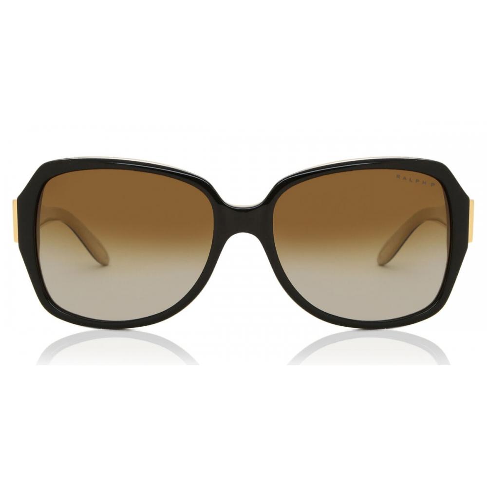 

Ralph By Ralph Lauren Ra5138 Polarized 6123t3 Women Sunglasses Glossy Black on Nude Brown/58-16-135