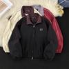Herrhöst 2025 Lös Rutig Färgblockad Sportjacka med Bokstavsbroderi