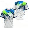 Men's T-shirt Round Neck Short Sleeved Color Printed Tennis Running Casual and Comfortable Outdoor Sportswear Top