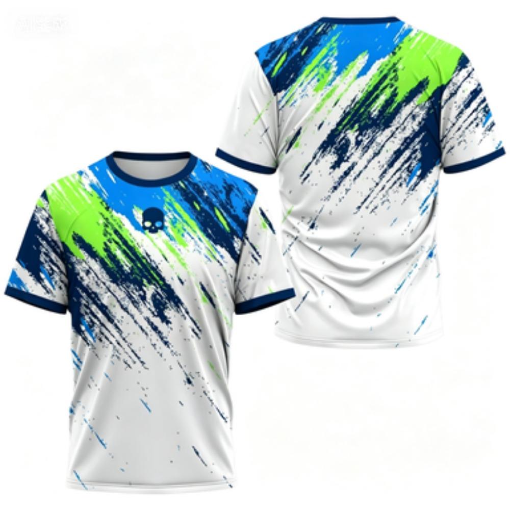 Men's T-shirt Round Neck Short Sleeved Color Printed Tennis Running Casual and Comfortable Outdoor Sportswear Top