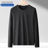 Men's 175g Pima Cotton Long-Sleeved Crew Neck T-Shirt, Solid Color, 80 Count, Versatile Casual Base Layer