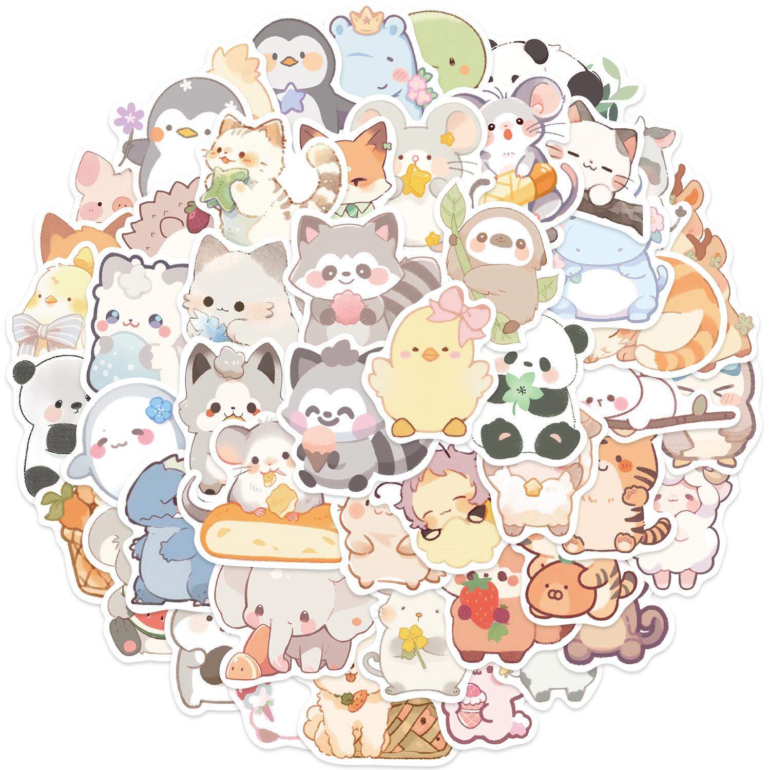 

50 Cartoon Ink Animal Graffiti Stickers Decorate Guitar Notebook Suitcase DIY Waterproof Party Stickers