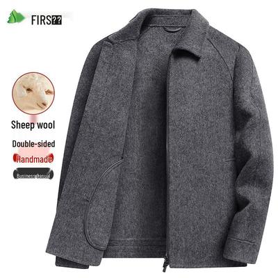 Veste à revers double face en laine de mouton pour homme Shanshan