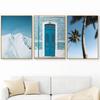 Seascape Poster Canvas Painting Nordic Blue Painting Seaside Church Mediterranean Print Wall Picture for Living Room Decor No Frame