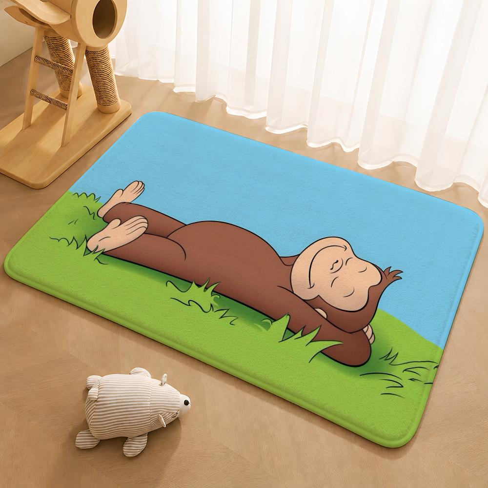 Curious George Floor Mat Floor Mat Soft Flannel Non-Slip Door  Rug for Living Room