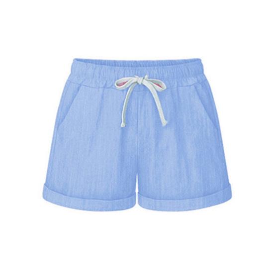 Plus Size Casual Women Summer Solid Color Drawstring Shorts Loose Hot Pants
