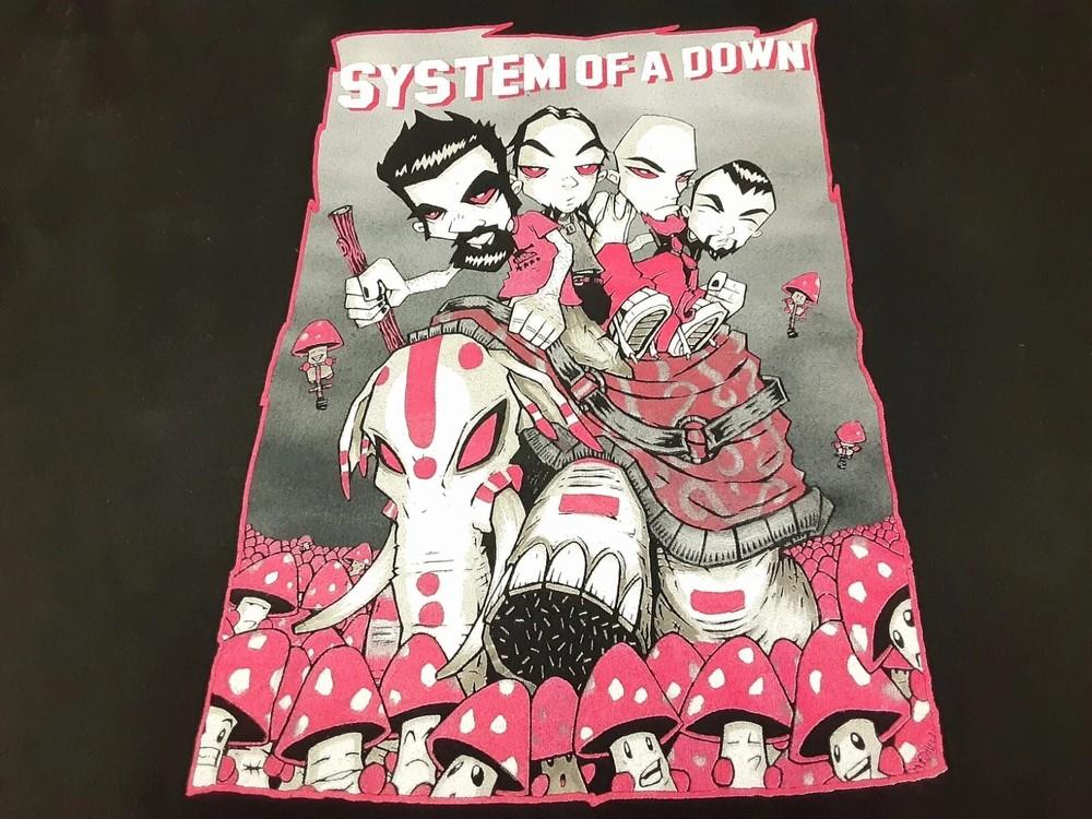 Винтажная Футболка System of a Down Грибные Люди Y2K Nu Metal Рок S-4XL Унисекс XL