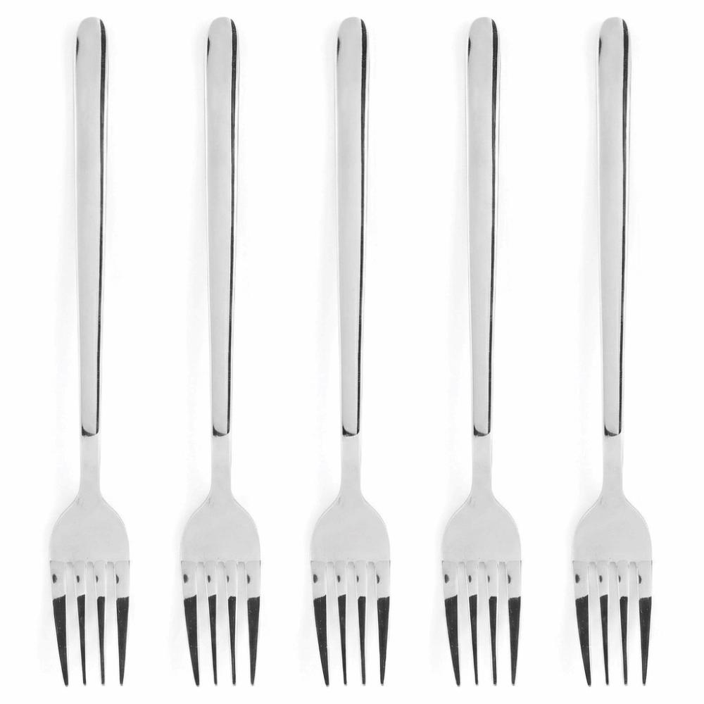 5Pcs Rustless Steel Table Fork Polished Glossy Dining Fork Reusable Dinner Fork Banquet Use