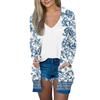 Women's Casual Fashion Printed Long-sleeved Mid-length Cardigan Jacket