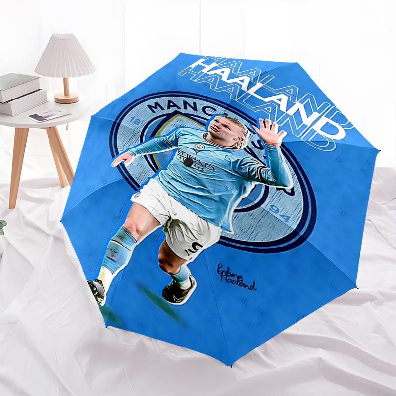 Footballer, Haaland Automatic Opening and Closing Umbrella, Compact Travel Umbrella, Lightweight and Portable, Suitable for Beach Commuting