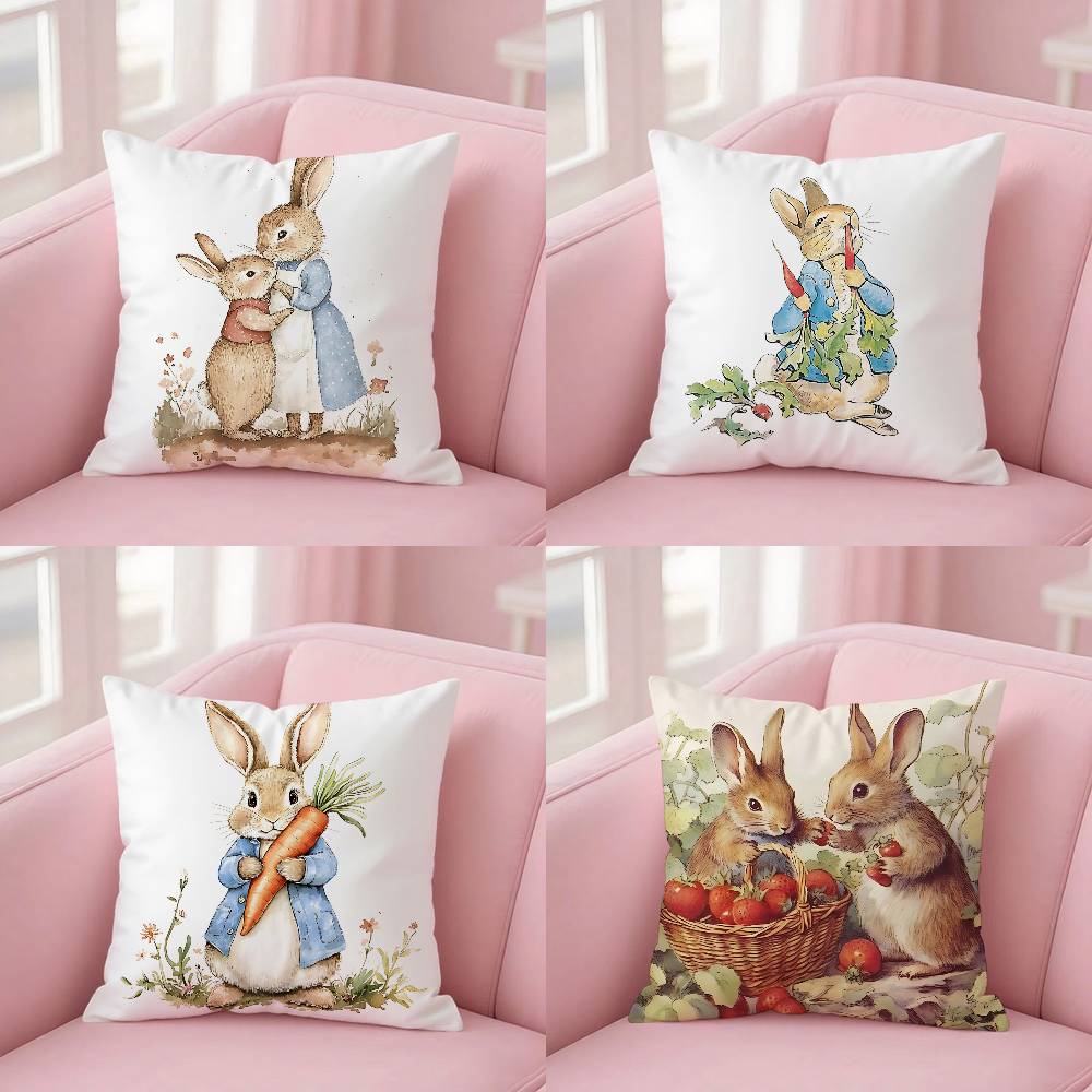 PPeters RRabbits Case Plush Fabric Soft Pillowcase Double Sided Print Cushion Cover Household Gifts