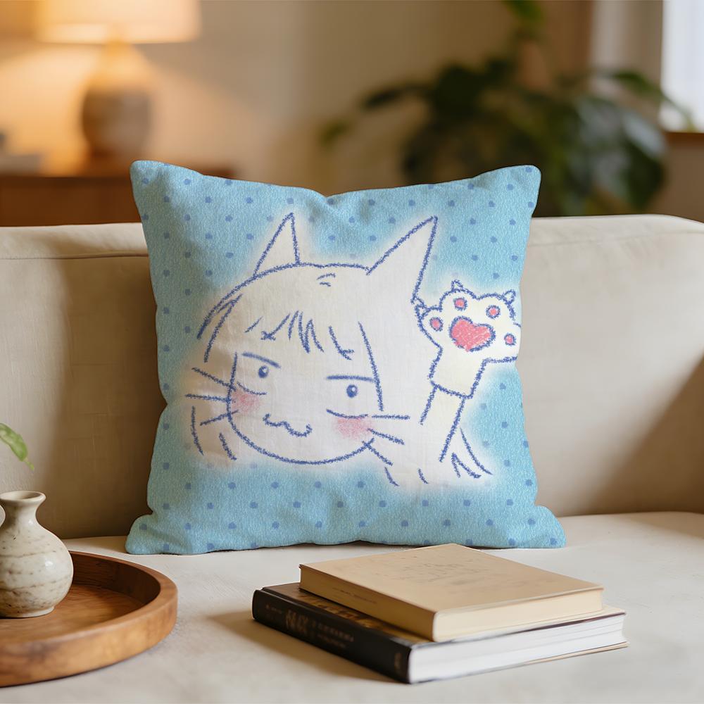 Romantic Anime Skip and Loafer Cushion Cover Short plush pillowcase for bed sofa carwashable 30x30cm