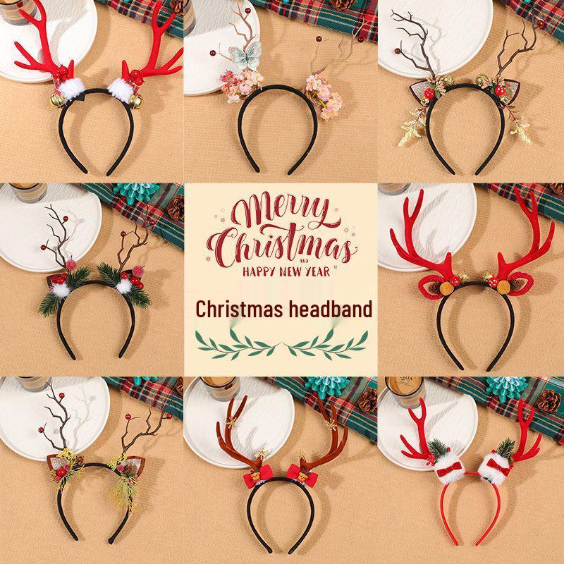 Festive Reindeer Antler Headband & Hair Clip for Girls - Cute Holiday Accessory Gift