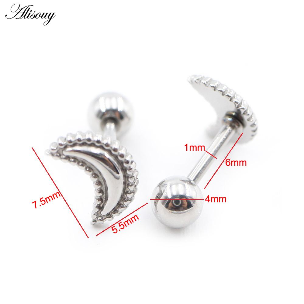 2PC Edelstahl Shell Kreuz Herz Stern Spinne Mond Schlange Biene Dreieck Frauen Männer Ohrstecker Knorpel Ohrringe Piercing Schmuck
