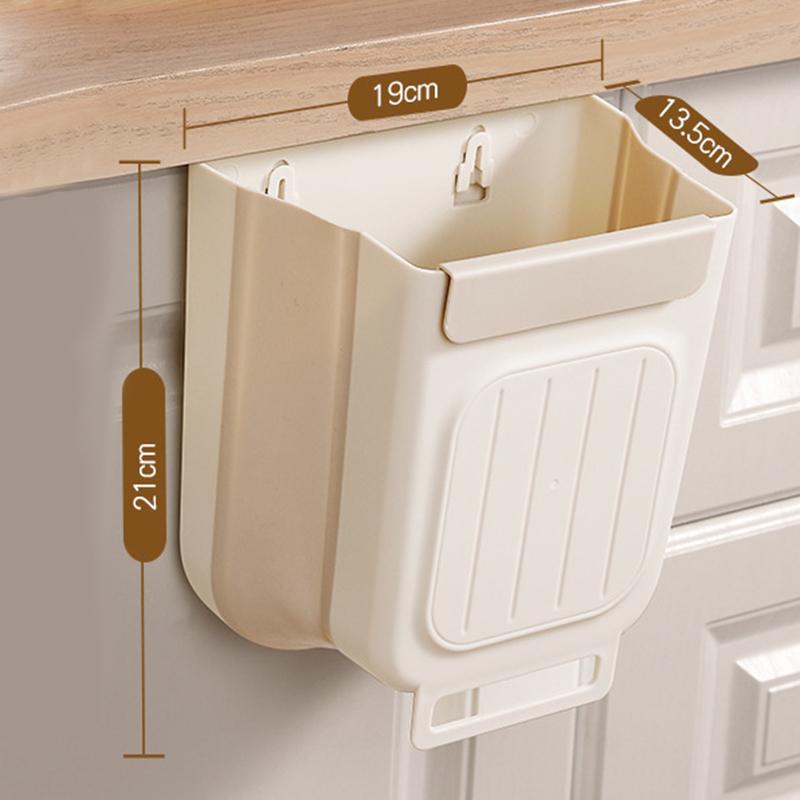 

Складная кухонная корзина для мусора, экономящая место, прочная, утолщенная, подвесная корзина для мусора, кухонные принадлежности 6L бежевый