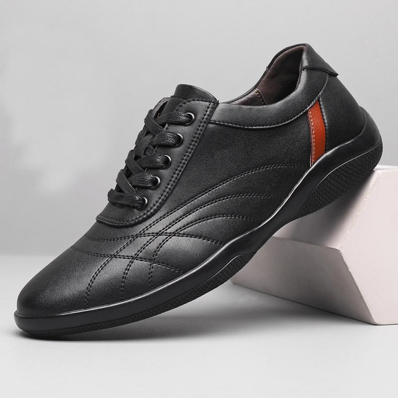 

Fashion Mens Breathable Sneakers Summer New Casual Leather Shoes Men Lightweight Men s Skate Shoes Classic Mens Lace-Up Fashion Flats 38 чорний