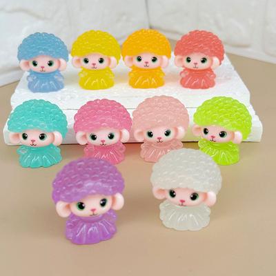 1pcs Luminous Cartoon Sheep Girl Creative Keychain Pendant Bag Ornaments Outdoor Glowing Miniature Statue Mini Garden Accessorie