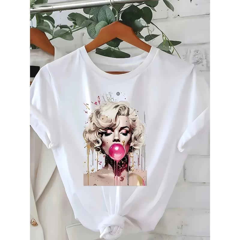 

Женская повседневная футболка европейского размера S белый