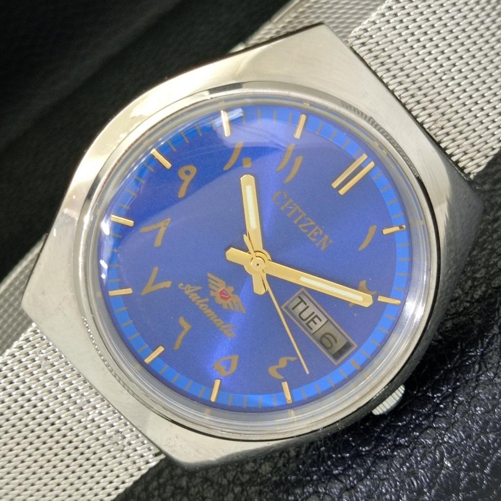 

Б/у винтажные мужские часы Citizen Automatic 8200 из Японии с синим циферблатом в арабском стиле a434862-2 R123-a434862