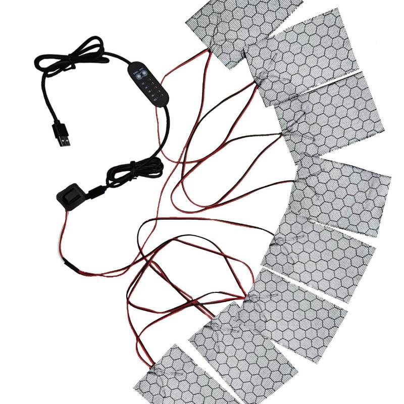 1 Set 1 To 3/5/6/7/8 Thermal Winter Heating Vest Pads Electric Cloth Heater USB Heating Pads Vest Heater For DIY Heated Clothing