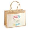 Beach Bag - PLANETEE - Jute with Trumpet Pocket I Can't - Cotton - Large Capacity - Strong Handles