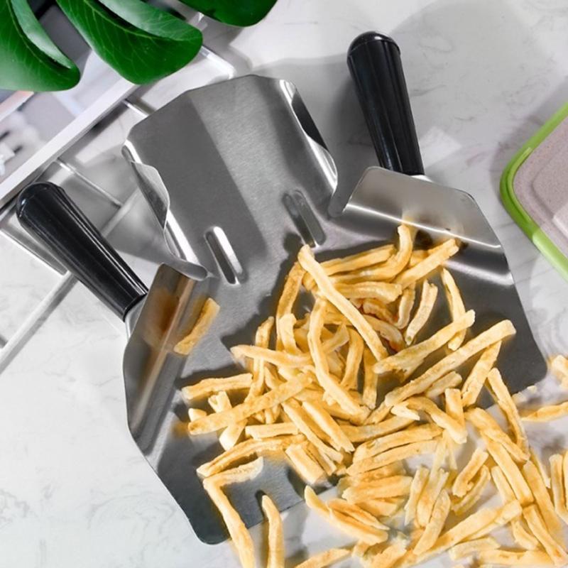 Pommes Schaufel aus Edelstahl mit rutschfesten Griffen Mehrzweck Pommes Schaufel Bagger Pommes Snack