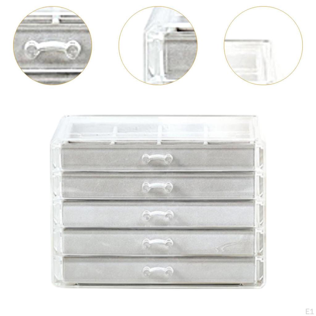 5-lagiger Schmuckschatulle-Organizer für den Schreibtisch, staubdicht, eleganter Behälter aus Acryl für Ringe