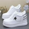 8CM White Platform Sneakers for Women Casual Shoes White Shoes Platform Wedge Heel Walking Shoes Genuine Leather High