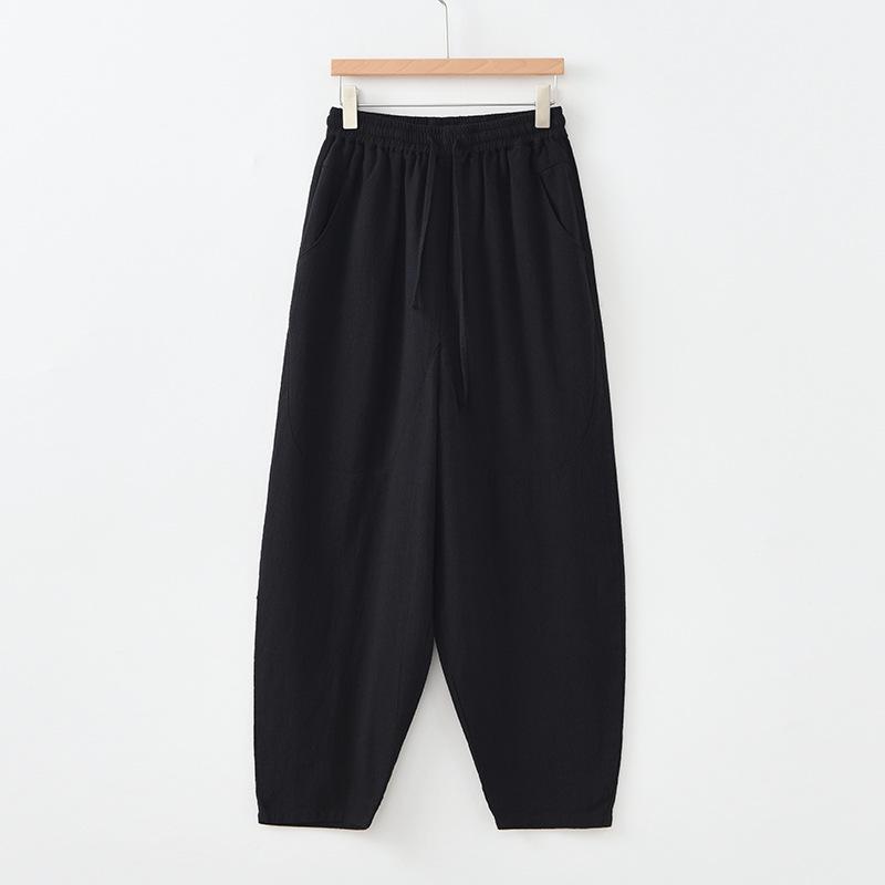 

Spring New Cotton Linen Women s Elastic Waist Lantern Pants L (105-120)
