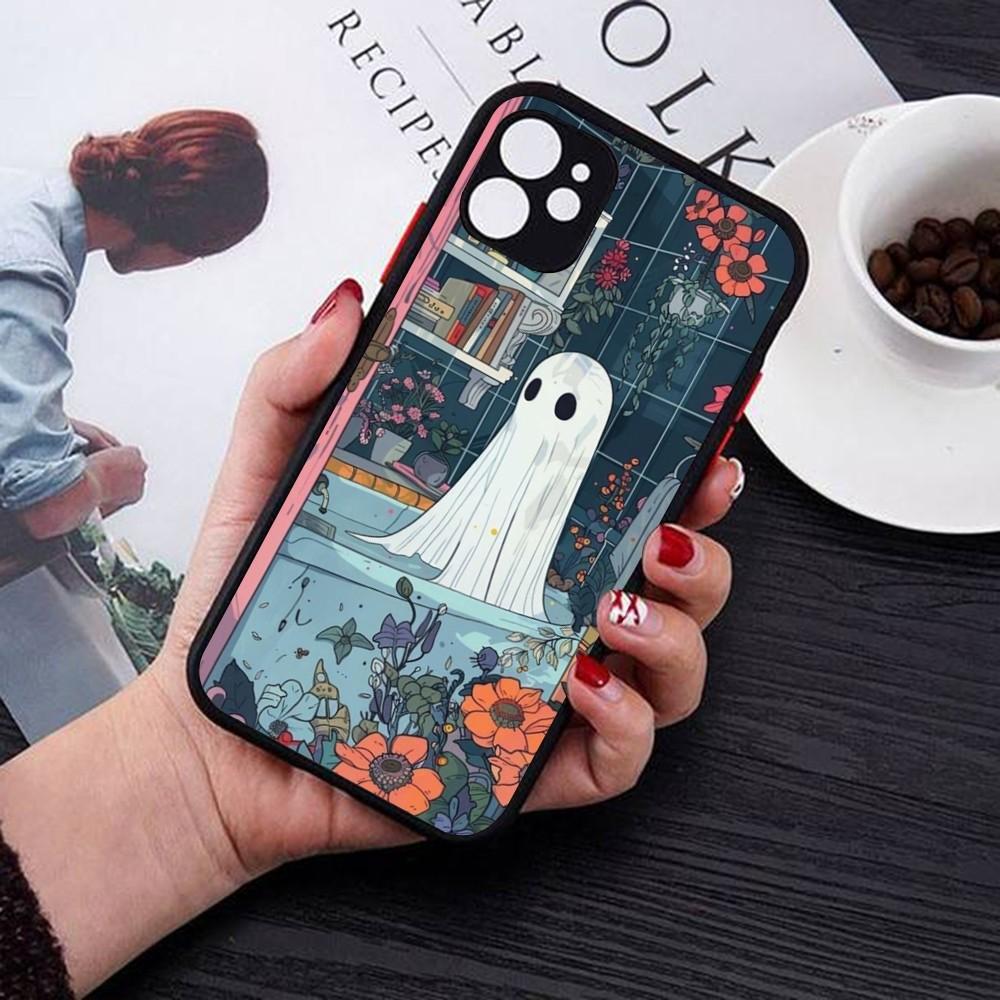 Little Ghost Phone Case For IPhone 14 11 12 13 Mini Pro Max 8 7 Plus X XR XS MAX Translucent Matte Cover