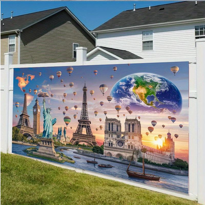 1 item  global travel photo background world map decorative background photo prop  polyester banner decoration  home decoration