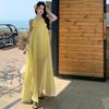 Design Sense Niche Dress Irregular Neck Birthday Party Dress Vacation Yellow French Stunning Skirt Women