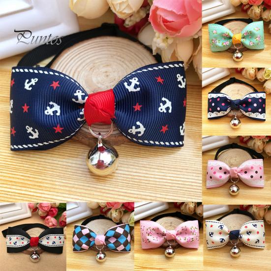 Bowknot Metal Bell Pendant Fashion Printed Pet Dog Cats Puppy Bow Tie Collar