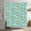 Bathroom Shower Curtain Bird Parrot Pattern Teal Blue Washroom Decor Home Decor Waterproof Fabric Shower Liner