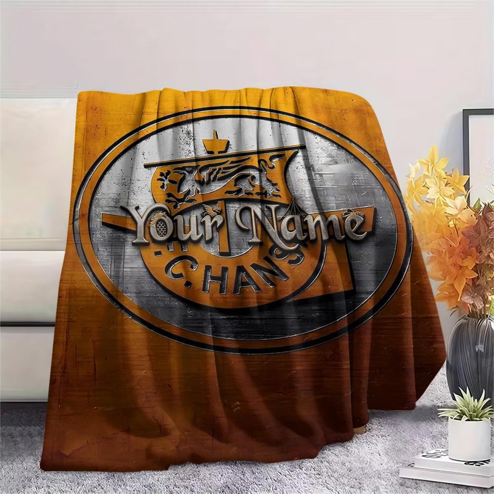 1PC Fc Hans Crest Custom Name Patterned Flannel Blanket Suitable For All Seasons For Home Decor Warmth And Comfort Gifts Holiday Present